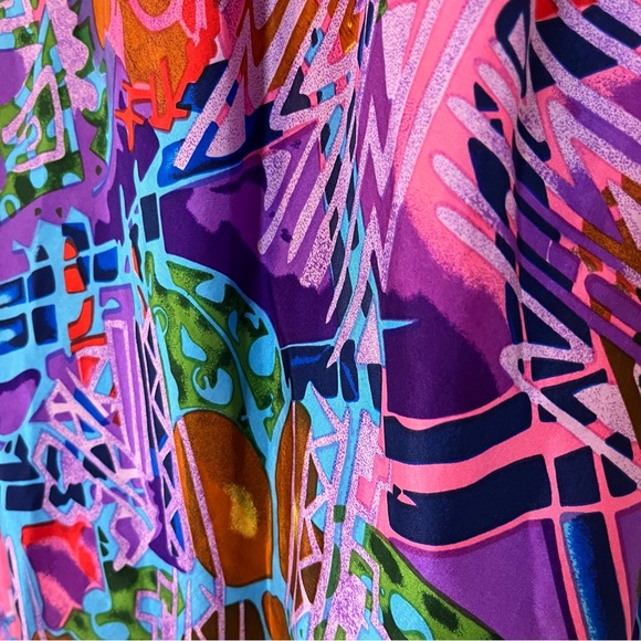 Vintage Floral Tropical Colorful Abstract Pattern Slip Dress Silk Size Small - Picture 2 of 7